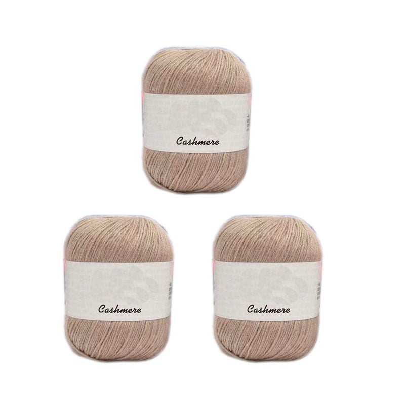 TrueValue Truevalue 3 Balls 100 percent Cashmere Merino Wool Blend Yarn Soft Cashmere Thread Knitting Crochet Fuzzy Yarn for DIY Sweater Scarf Gloves Total 150gLight Camel 