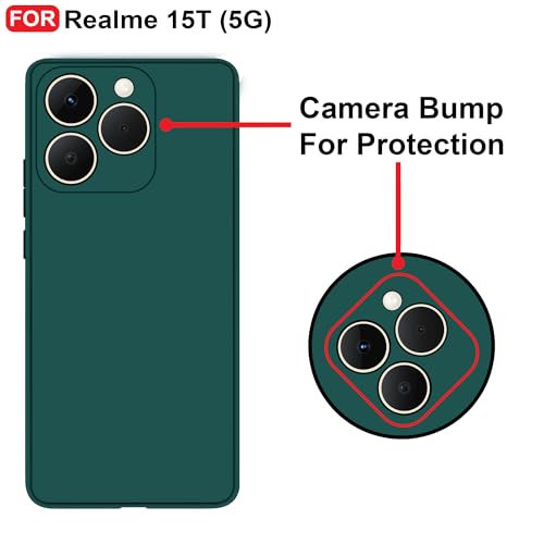 CEDO Back Cover for Realme 15T / Realme Narzo 90 (5G) | Camera Bump Protection & Inner Velvet Fabric Lining | Ultra Slim Matte Soft Rubberised Case Cover (Green) - Image 3