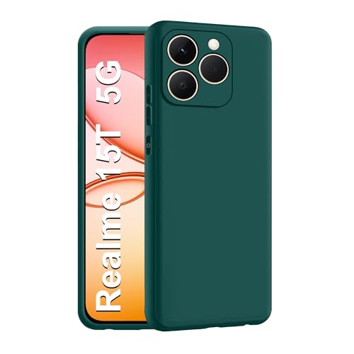 CEDO Back Cover for Realme 15T / Realme Narzo 90 (5G) | Camera Bump Protection & Inner Velvet Fabric Lining | Ultra Slim Matte Soft Rubberised Case Cover (Green) - Image 1