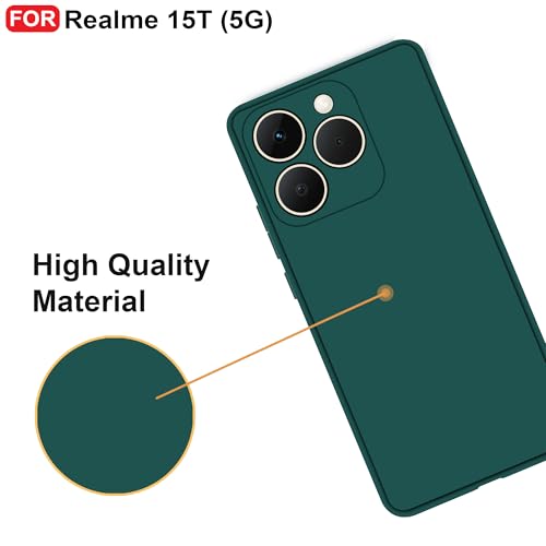 CEDO Back Cover for Realme 15T / Realme Narzo 90 (5G) | Camera Bump Protection & Inner Velvet Fabric Lining | Ultra Slim Matte Soft Rubberised Case Cover (Green) - Image 5