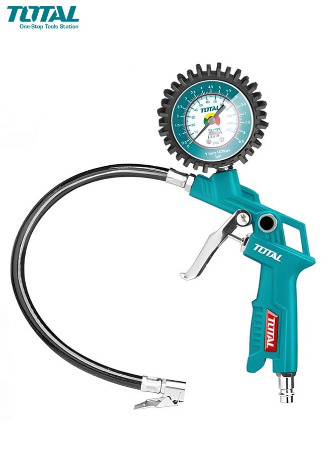 TOTAL TOTAL Air Tire Inflating Gun, Heavy Duty Pressure Gauge, MAX 8.5Bar, TAT11601  - Image 1