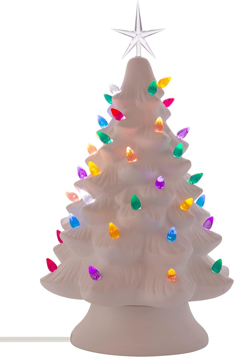 Creative Hobbies Ready to Paint Ceramic Bisque, Large 15.5" Christmas Tree & Base - Light Up! - Electrical Cord, Bulb, Multi-Colored Twists, & Star Included - Image 4