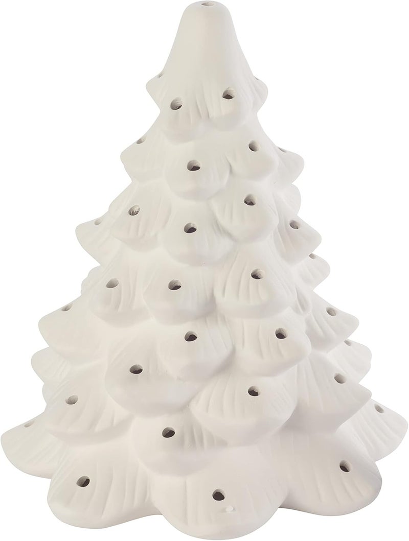 Creative Hobbies Ready to Paint Ceramic Bisque, Large 15.5" Christmas Tree & Base - Light Up! - Electrical Cord, Bulb, Multi-Colored Twists, & Star Included - Image 3