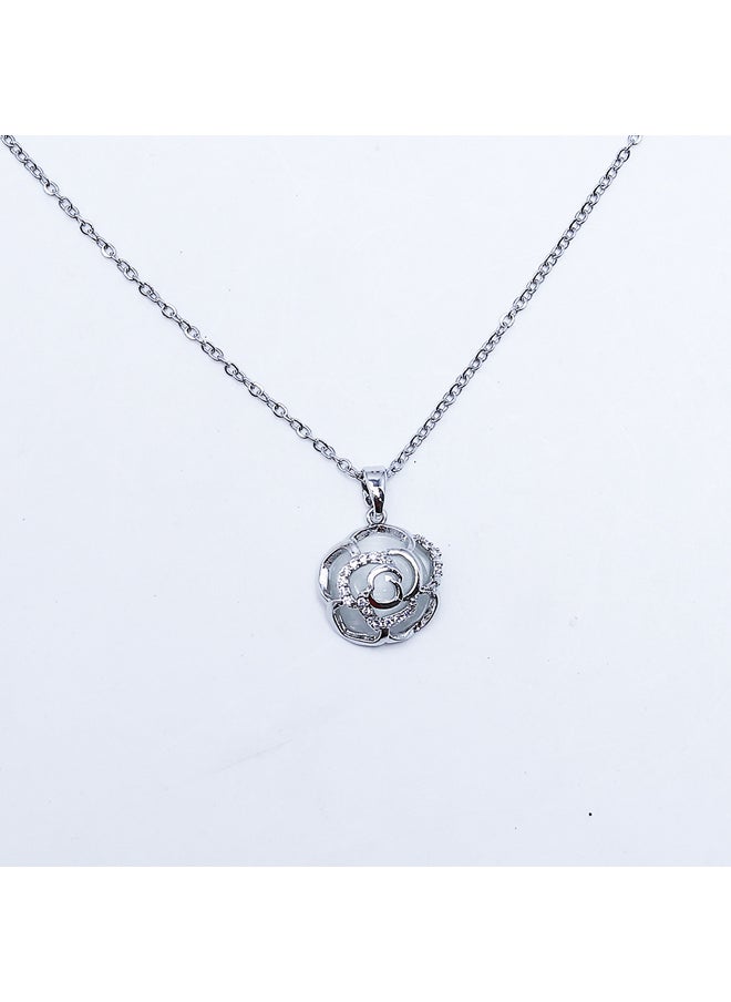 FLUFFY Face Of Rose Soft Necklaces Of Fluffy Women's Accessories-Silver  - Image 2