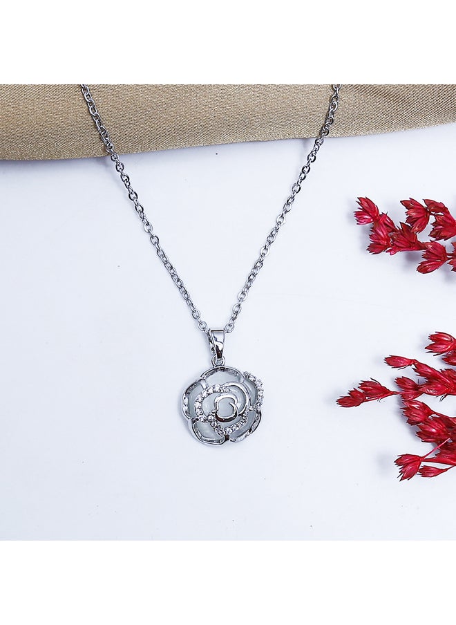 FLUFFY Face Of Rose Soft Necklaces Of Fluffy Women's Accessories-Silver  - Image 1