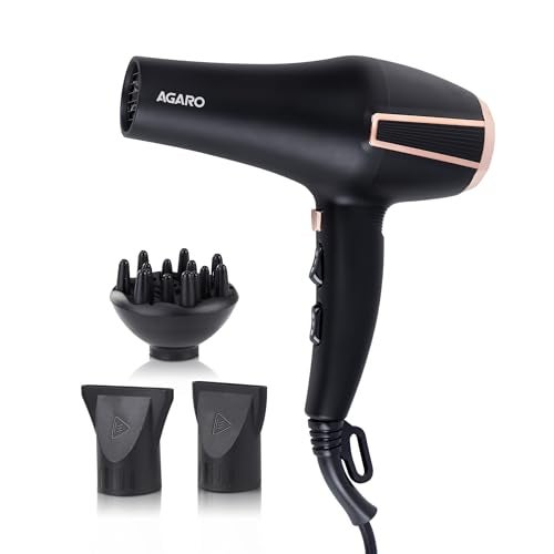 AGARO HD1128 Professional Hair Dryer, 2800 Watts, AC Motor, Concentrator Nozzle, Diffuser, Hot & Cold Air, 2 Speed & 3 Temperature Settings with Cool Shot, For both Men and Women, Black - Image 1