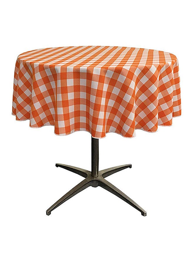 NIBEMINENT Poly Checkered Round Tablecloth Orange/White 58 x 0.1inch