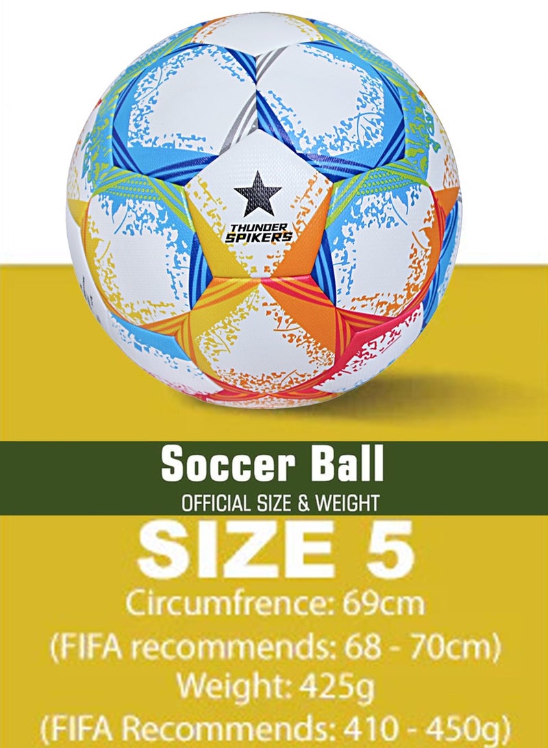Thunder Spikers Football Size 5 - High-Performance Soccer Ball for Indoor and Outdoor Use - Professional Grade, Officially Sized and Weighted Match Ball for Competitive Play, Training, Recreational Games, All Levels - Image 4