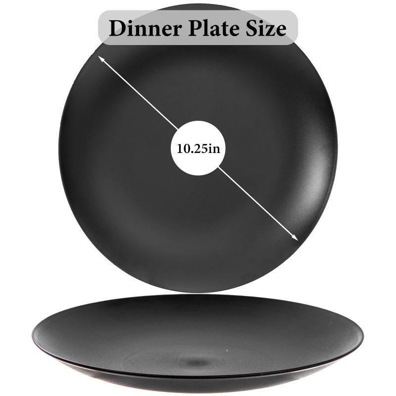 ejonirinjonir EI enjonirinjonir 80pcs Black Plastic Plates Disposable for Dinner,10.25inch Party Plates Disposable Heavy Duty,Elegant Matte Plastic Plate Frosted is Ideal for Wedding/Birthday//Tables Decoration - Image 3