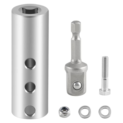 EVRBUL Upgraded Stainless Steel Trailer Jack Electric Drill Adapter with a 12 in Socket Adapter Bit Compatible with 1 Inch Jack Drive Shaft