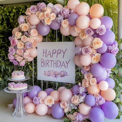 RUBFAC 129pcs Pastel Purple Balloon Arch Kit Different Sizes 18 12 10 5 Inches, Light Purple Lavender Balloons Garland for Birthday Baby Shower Gender Reveal Wedding Party Decoration - Image 4