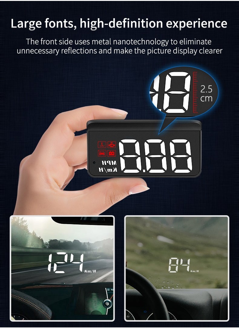 Generic - Advanced M3 Car Head-Up Display with Multi-function OBD2 Interface, Real-Time Speed, RPM, Voltage, and Fatigue Driving Alerts - Image 1