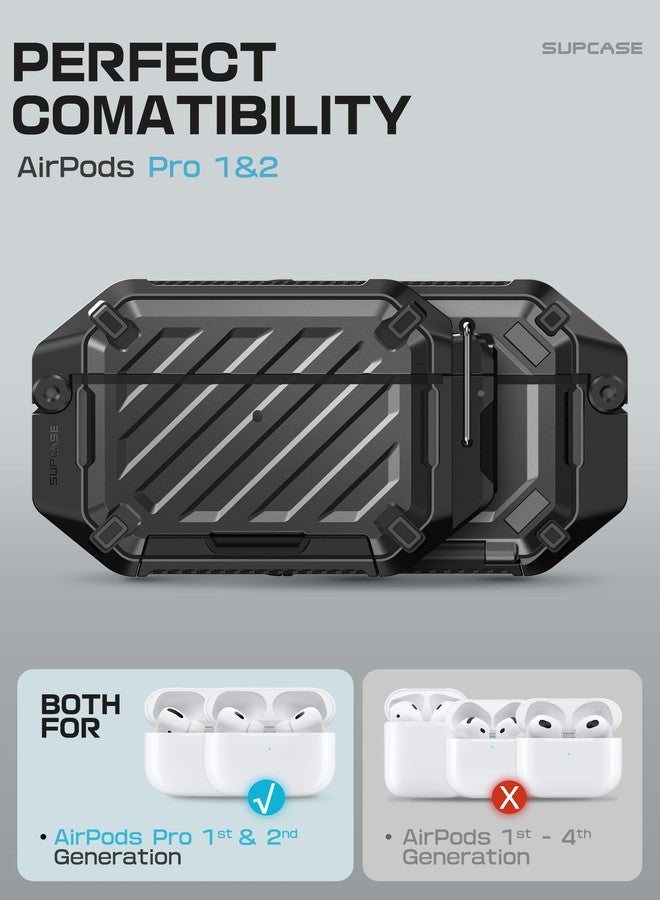 SUPCASE for AirPods Pro 2nd/1st Gen Case with Lock & Carabiner (Unicorn Beetle Pro), [IP68 Waterproof] [Military-Grade Protection] [Supports Wireless Charging] Anti-Scratch Hard Shell Cover, Black - Image 2