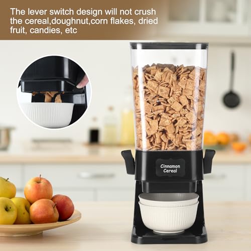 Qozzix Cereal Dispenser Countertop with Cereal Bowls,16 Labels & Pen, Cereal Containers Storage, Candy Dispenser, Dry Food Dispenser For Pantry - Not Easy to Crush Food (Black, 2 Pack) - Image 5