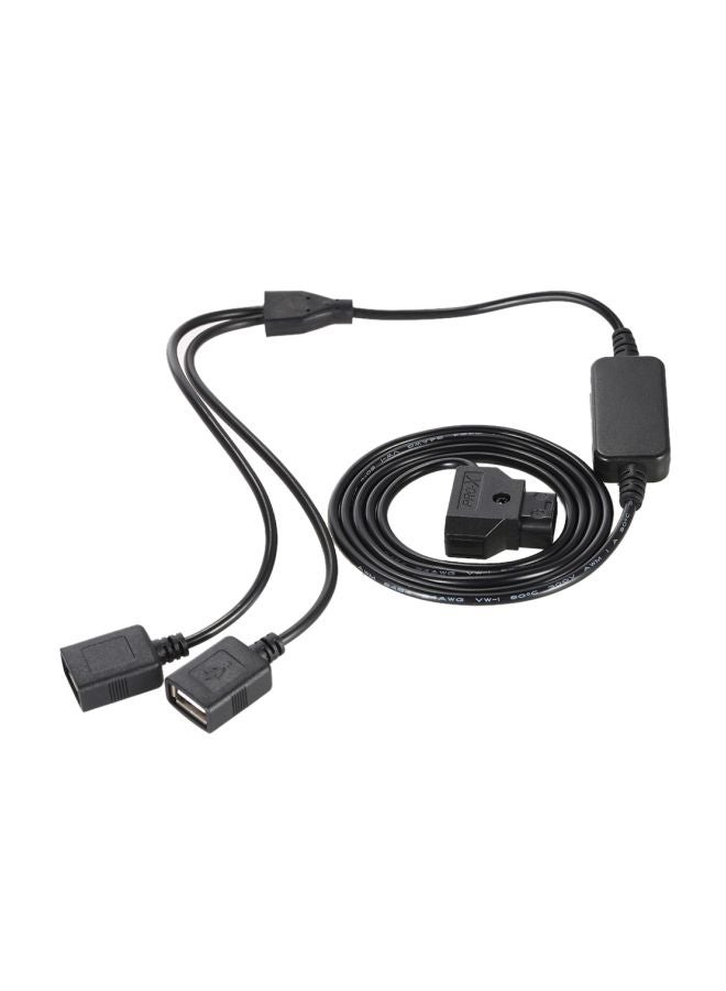 D-Tap 2 Pin Male Connector To Two Female USB Power Cord Cable Black - Image 5