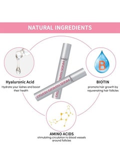 Eyelash Growth Serum Eye Lash Serum for Eyelash Growth Fast Lash Boost Serum - Lash Growth Serum Eye Lash Boost Eyelash Serum with Hyaluronic Acid, Amino Acids for Longer Lashes - 2 x 0.1 Fl Oz