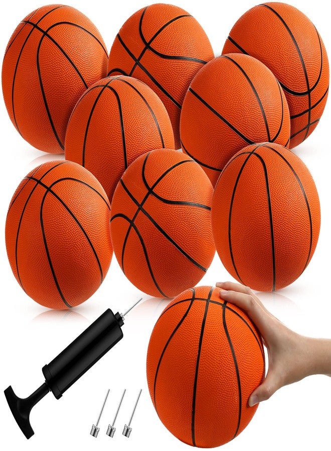 Vinsot 8 Pack Mini Rubber Basketballs Set 7 Inch Mini Hoop Basket Ball with Air Pump for Beginner Basketball Arcade Games Indoor Outdoor Pool Party Favors(Orange) - Image 1