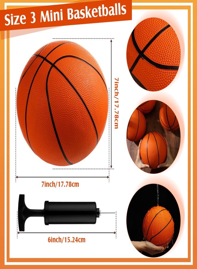 Vinsot 8 Pack Mini Rubber Basketballs Set 7 Inch Mini Hoop Basket Ball with Air Pump for Beginner Basketball Arcade Games Indoor Outdoor Pool Party Favors(Orange) - Image 2