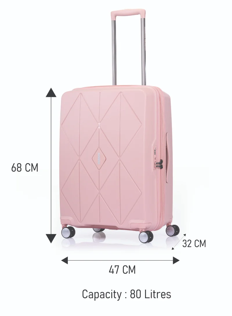 AMERICAN TOURISTER Argyle Suitcase, Check-In Size 68 cm / 25 inch, 4 Spinner Wheels, Hard Top, Polypropylene, Antique Pink|DuoSaf™ Security Zipper|Expandable|TSA 008 - 3 Years International Warranty