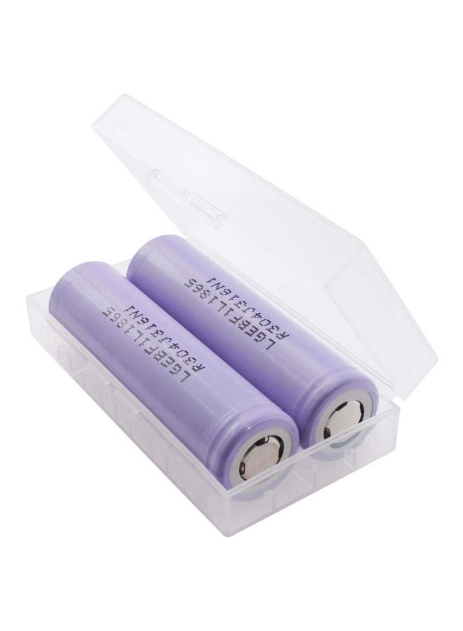 LG 2Pcs 3.6V 3350Mah 18650 Li-Ion Rechargeable Battery With Case White - Image 2