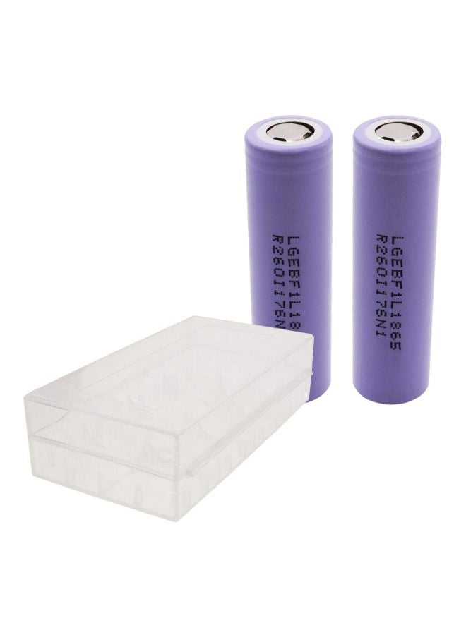 LG 2Pcs 3.6V 3350Mah 18650 Li-Ion Rechargeable Battery With Case White - Image 1