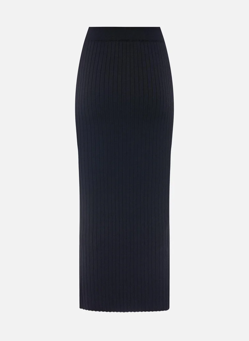 Lichi Rib-knit midi skirt