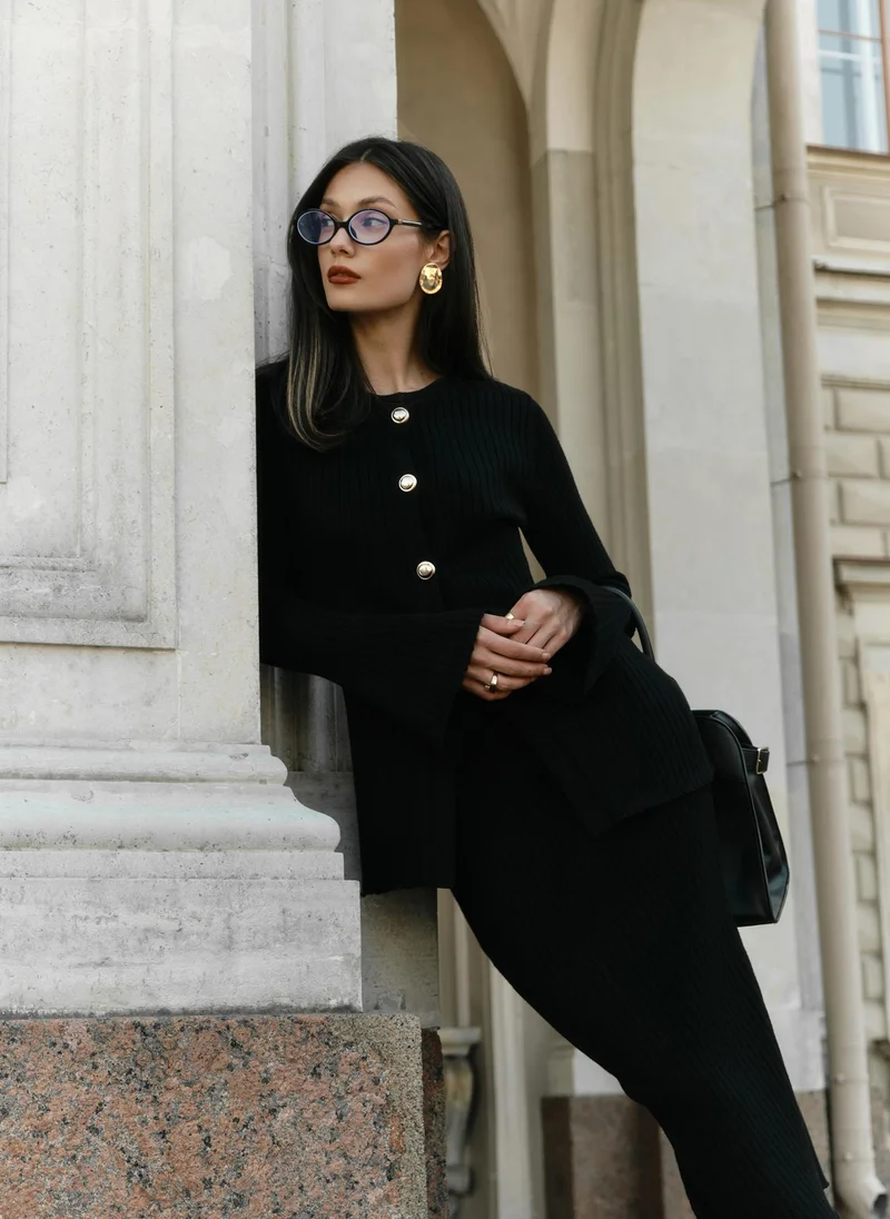 Lichi Rib-knit midi skirt