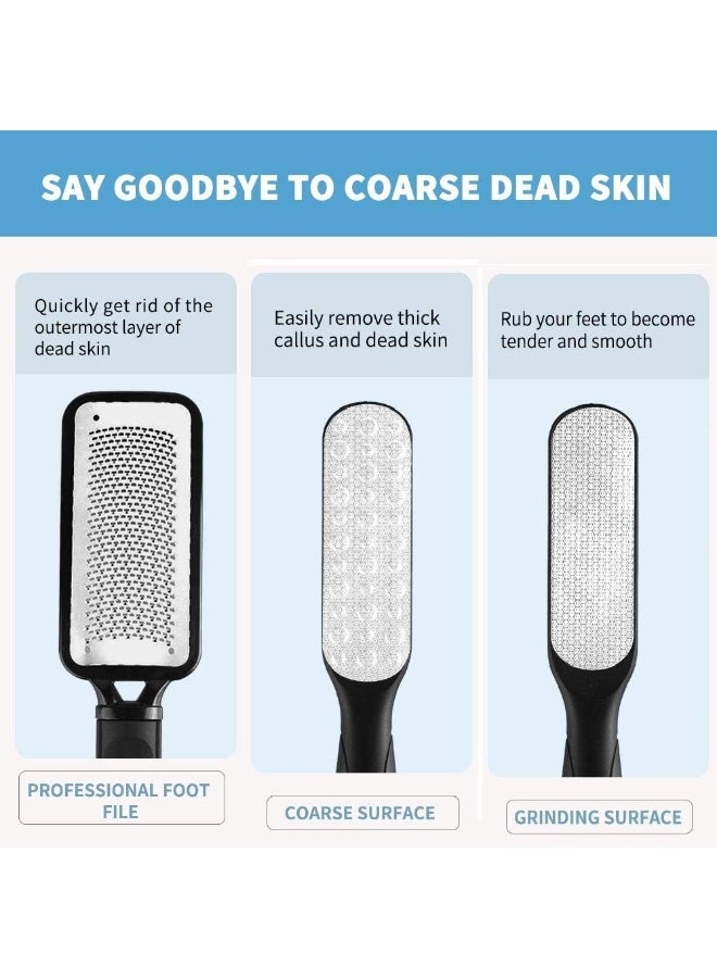 عبوتان من مبرد القدم لإزالة الجلد الميت، مبرد قدم من الفولاذ المقاوم للصدأ ومبرد قدم مزدوج الجوانب، أداة احترافية للعناية بالقدم، إزالة متقدمة للجلد الصلب - Image 2