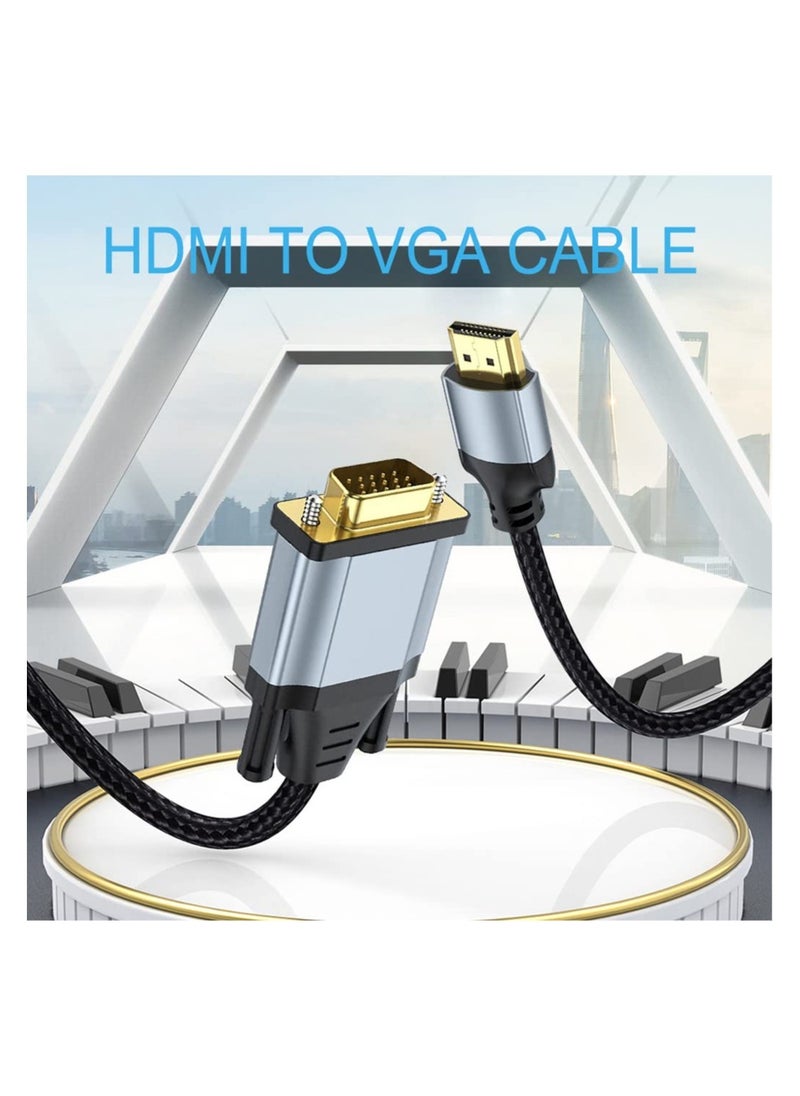 XICEN كابل HDMI إلى VGA بطول 5 متر، محول (ذكر إلى ذكر) 1080P كابل فيديو عالي الدقة متوافق مع الكمبيوتر، سطح المكتب، اللابتوب، الكمبيوتر الشخصي، الشاشة، جهاز العرض، HDTV والمزيد  - Image 3