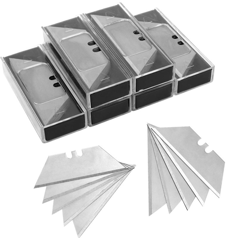 Vickay 60 Pack Utility Knife Blades, SK5 Steel Heavy Duty Box Cutter Replacement Blades with Plastic Case, Standard Size Razor Blades for Most Standard Utility Knives - Image 1