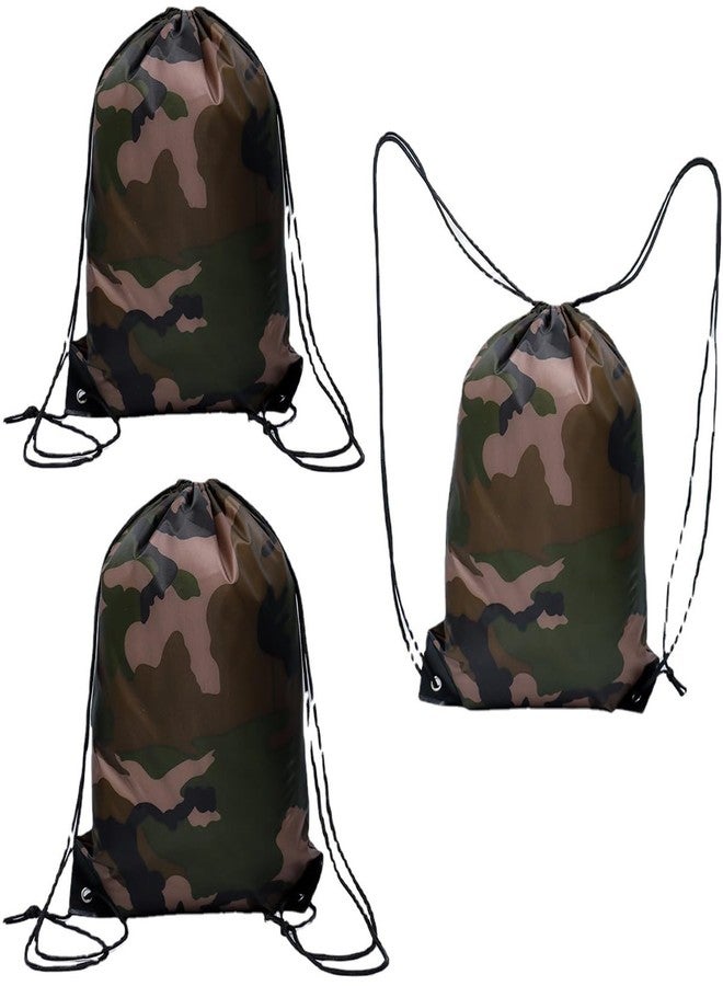 DraCra 3 Pack Party Favor Goodie Bags Camo Drawstring Bags Lightweight Camouflage Drawstring Backpack Army Cinch Bag for Birthday Party Hiking Camp Event Scout Troop Group Gym Sports Celebration - Image 1