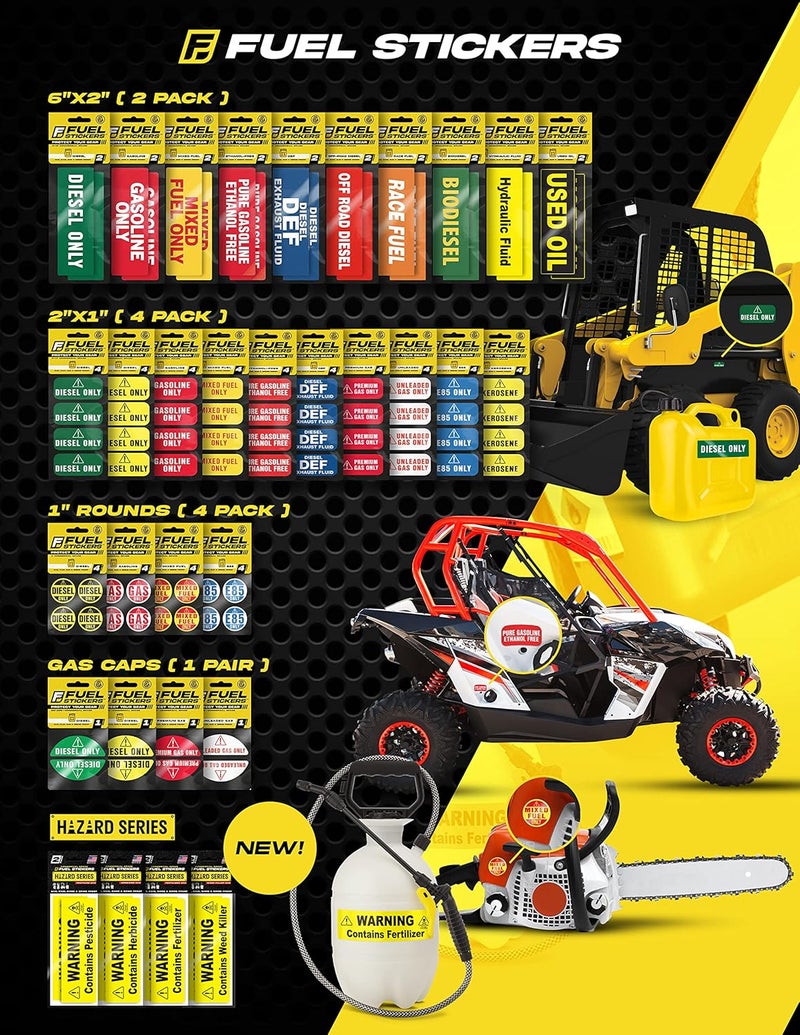 Fuel Stickers Fuel Decals Stickers - 4 Pack - 2" x 1" - Extreme Quality - Ultra Durable - Weather Resistant - Commerical Grade 1" x 2" Yellow VINYL - Image 5