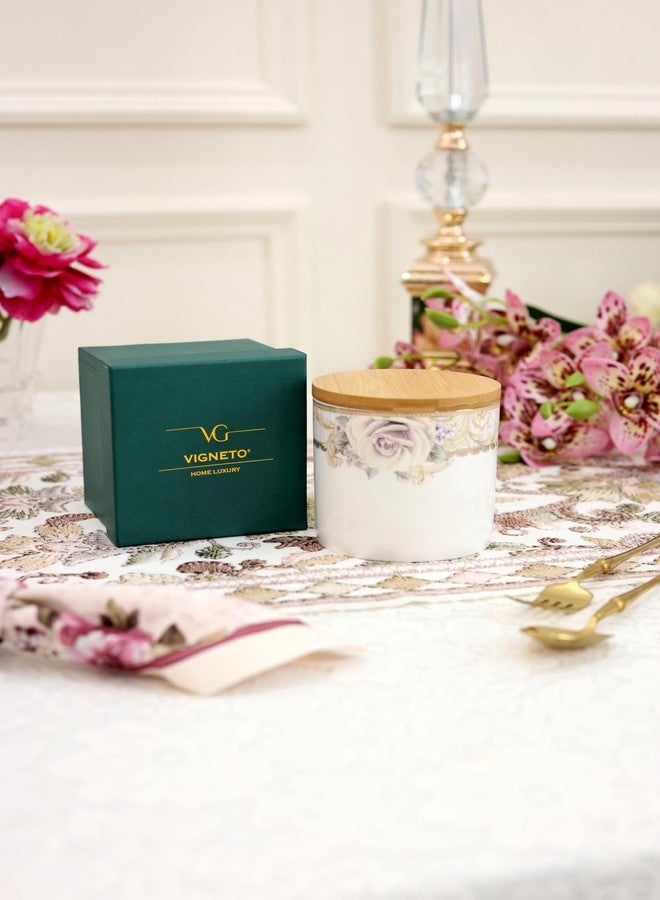 Vigneto Floral Gold Roses Airtight Storage Canister (1 Pc, 500 ML) with Leakproof Lid | Finest Premium Porcelain - Image 5
