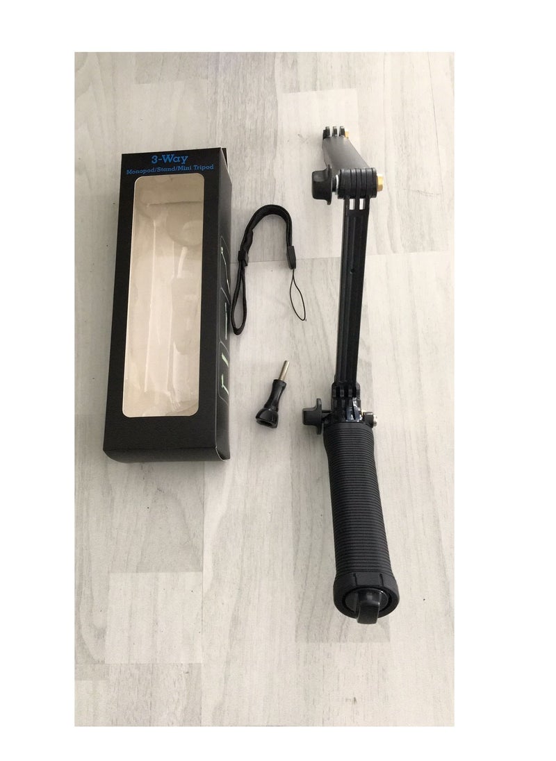Generic - Hand Grip Arm 3 Way Selfie Stick Tripod Mount Monopod For Gopro Hero black - Image 1