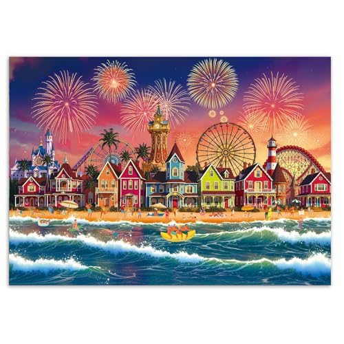Artipuz 1000 Piece Puzzle for Adults Seaside Firework Florida Summer Jigsaw Puzzle 276 x 197in 1000 Pieces Jigsaw Puzzles for Adults Gift for Friends Family Wall Art Home Decor - Image 1