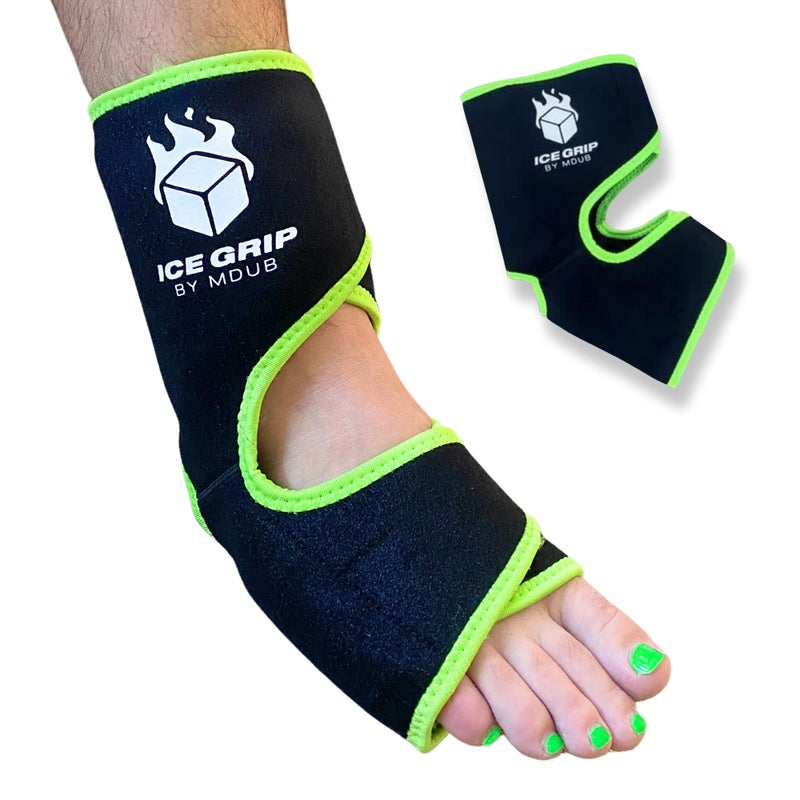 ICE GRIP Foot Ankle Hot & Cold Ice Wrap Post Surgery Compression Reusable Gel Pack for Injury Flexible for Inflamation, Post-Surgery, Ankle, Foot, Soccer, Basketball, Recovery Relief Therapy - Image 1