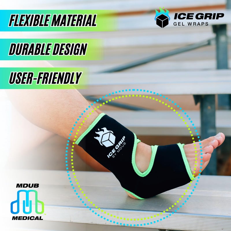 ICE GRIP Foot Ankle Hot & Cold Ice Wrap Post Surgery Compression Reusable Gel Pack for Injury Flexible for Inflamation, Post-Surgery, Ankle, Foot, Soccer, Basketball, Recovery Relief Therapy - Image 5