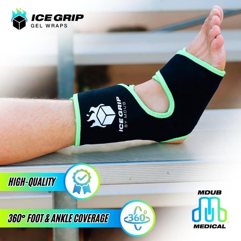 ICE GRIP Foot Ankle Hot & Cold Ice Wrap Post Surgery Compression Reusable Gel Pack for Injury Flexible for Inflamation, Post-Surgery, Ankle, Foot, Soccer, Basketball, Recovery Relief Therapy - Image 2