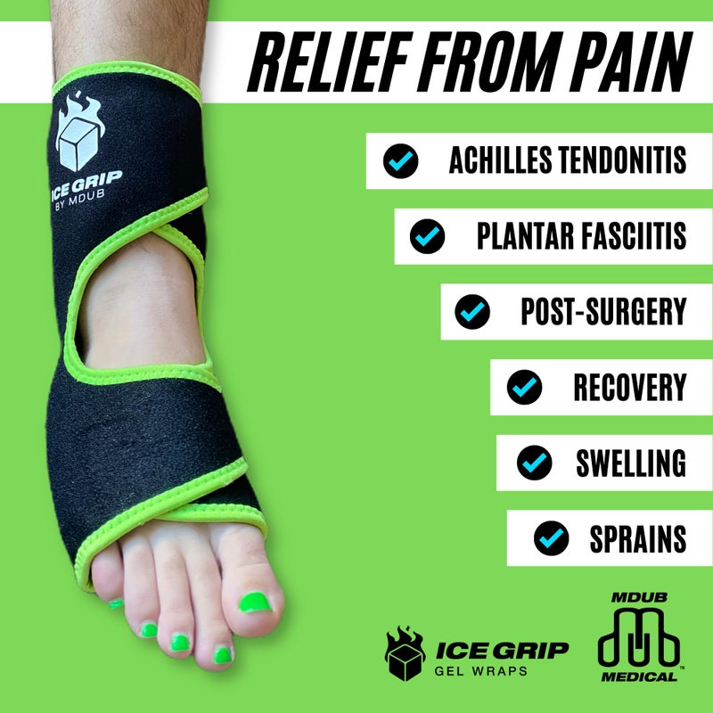 ICE GRIP Foot Ankle Hot & Cold Ice Wrap Post Surgery Compression Reusable Gel Pack for Injury Flexible for Inflamation, Post-Surgery, Ankle, Foot, Soccer, Basketball, Recovery Relief Therapy - Image 3