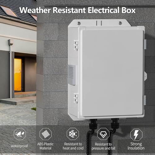 Namunanee Outdoor Electrical Junction Box, ABS Water Resistant Enclosure with Internal Mounting Panel & Hinged Cover (13" H* 9.2" L* 5.6" W) - Image 2