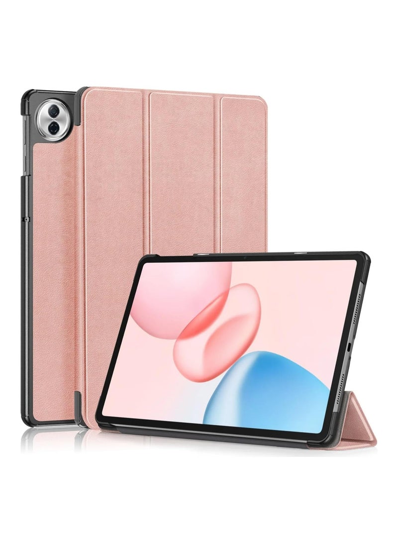 VKL Compatible with Honor Pad 10 Tablet 12.1 inch 2025 Tri-Fold Smart Tablet Case, Hard PC Back Shell Slim Case Multi- Viewing Angles Stand Folio Cover (Rose Gold)