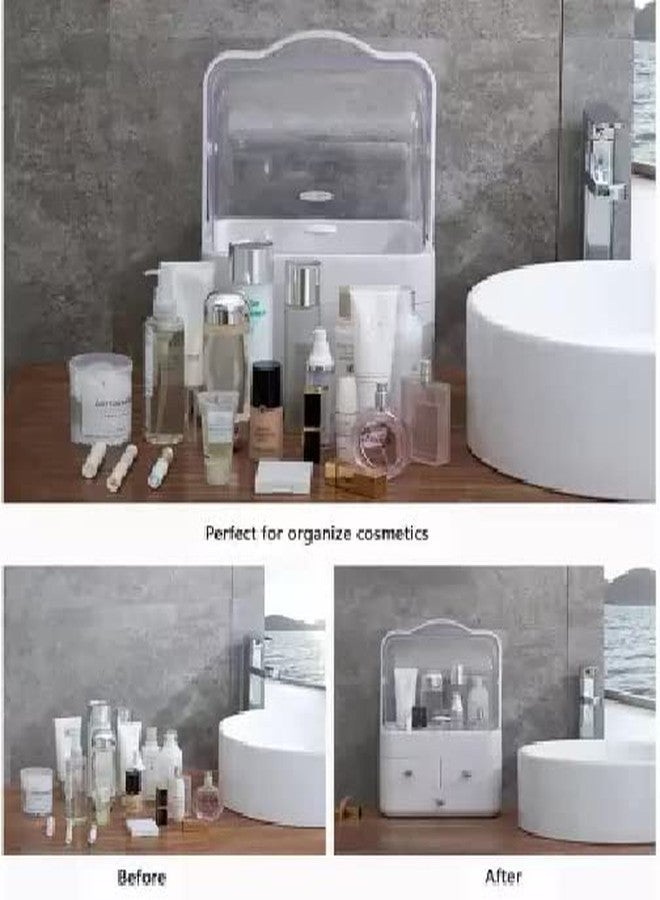 Ngel Modern Cosmetic Storage Organizer Box || Cosmetic Storage Holder || Cosmetic Storage Box Portable Handle Fully Open Waterproof Lid Dustproof Drawers Great for Bathroom, Dresser (Pack of 1) - Image 3