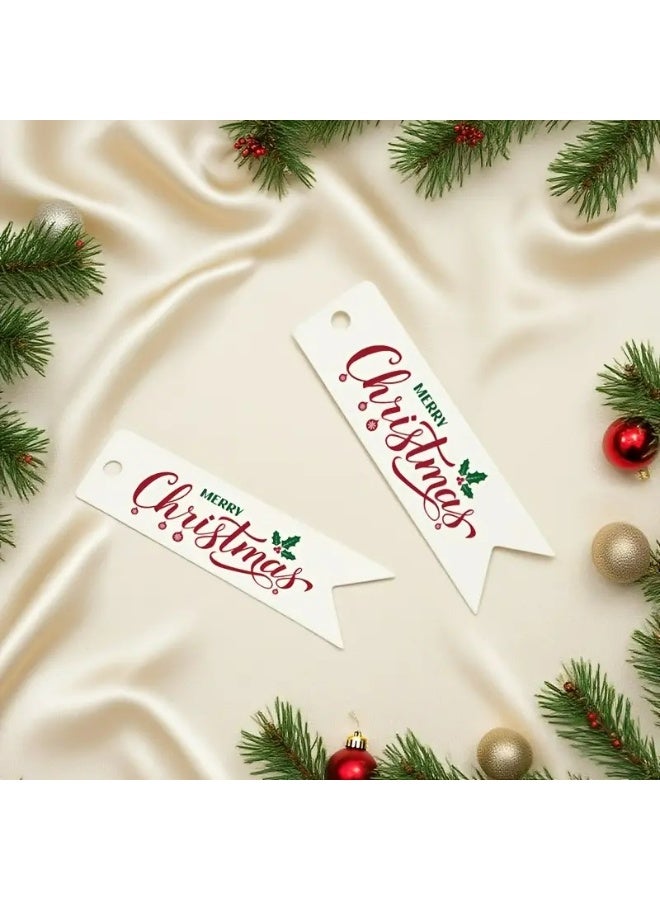 Kandid بطاقات هدايا عيد الميلاد، ملصقات ورق كرافت بتصاميم سانتا، ديكور حفلات العطلات مع شريط، 50 قطعة (بطاقة بيضاء) - Image 3