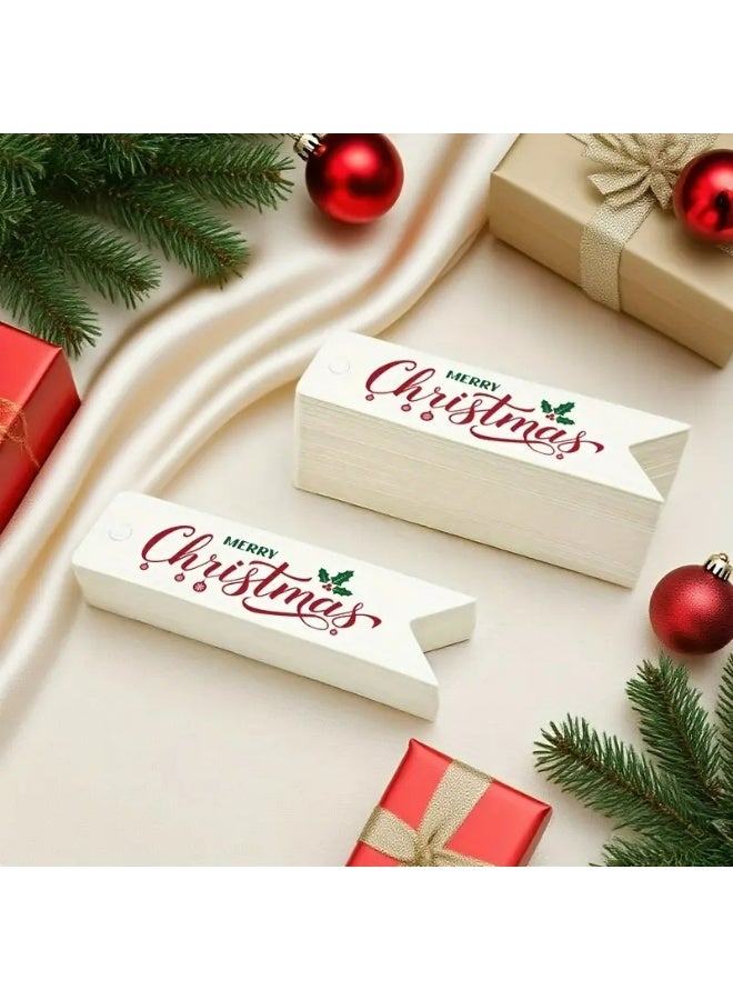 Kandid بطاقات هدايا عيد الميلاد، ملصقات ورق كرافت بتصاميم سانتا، ديكور حفلات العطلات مع شريط، 50 قطعة (بطاقة بيضاء) - Image 4