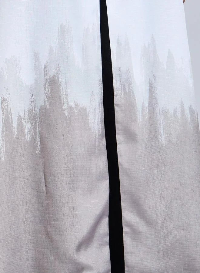 Amirah Beige White Front Open Ombre Placement Print Abaya for Women | Best Price UAE
