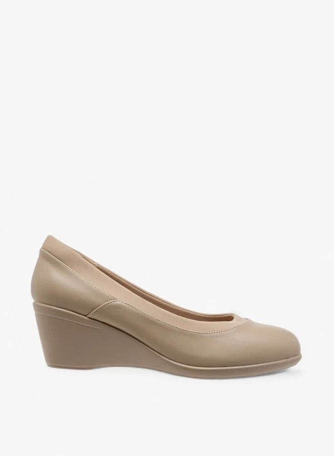 Solid Slip-On Comfort Shoes with Wedge Heels