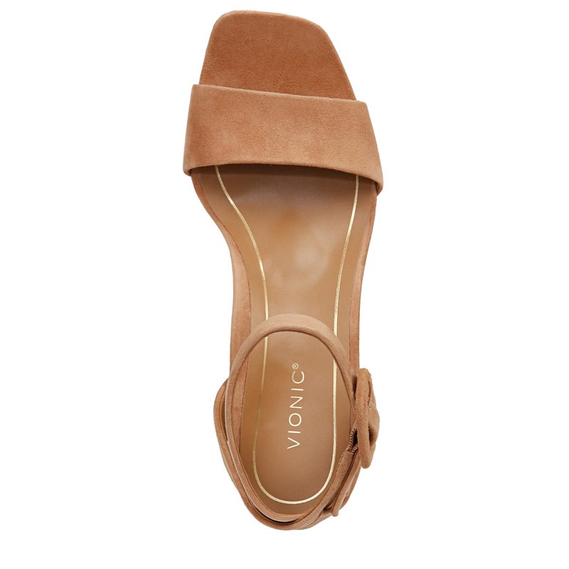 Vionic Women's Napa Zinfandel Strappy Block Heels- Supportive Classic Comfort Shoes That Includes a Concealed Orthotic Insole Sizes 5-12 Camel Suede 10 Medium - Image 5