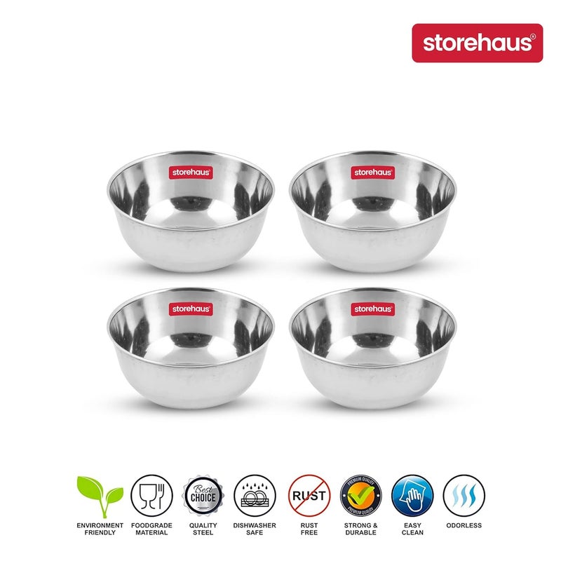 Storehaus Stainless Steel 4 pc Katoris Kitchenware Set Ideal for Home Restaurants and Family Use Silver - Image 4