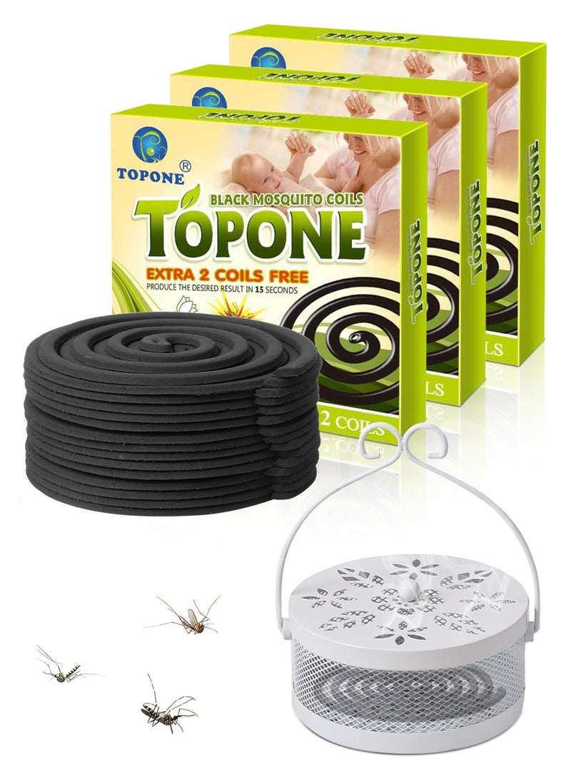 TOPONE 3Pack 36Coils Mosquito Coils with 1 Mosquito Coil Box Iron Holder Household Censer Repellent Incense Coil - Image 1