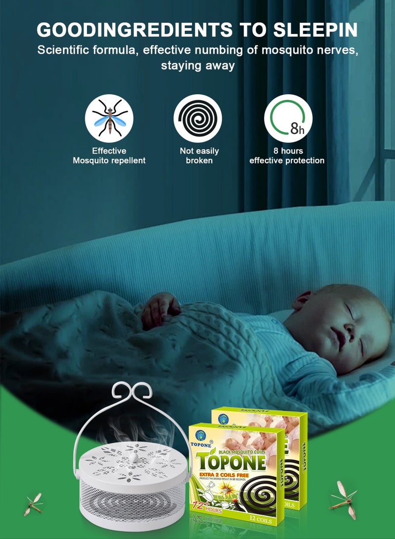 TOPONE 3Pack 36Coils Mosquito Coils with 1 Mosquito Coil Box Iron Holder Household Censer Repellent Incense Coil - Image 5